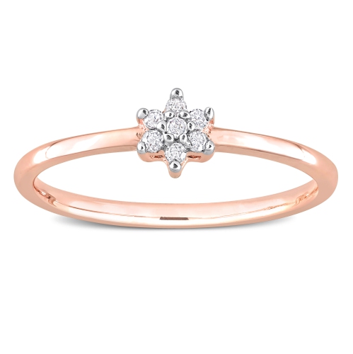 Amour Diamond Accent Promise Ring Pink Silver - Size 6