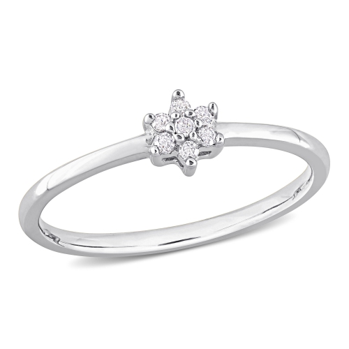 AMOUR  Diamond Accent Promise Ring - Size 7 In Silver