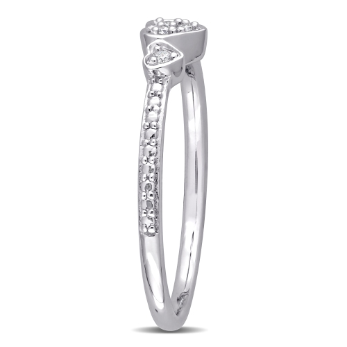 Amour Diamond Accent 3-Heart Eternity Ring Silver - Size 7
