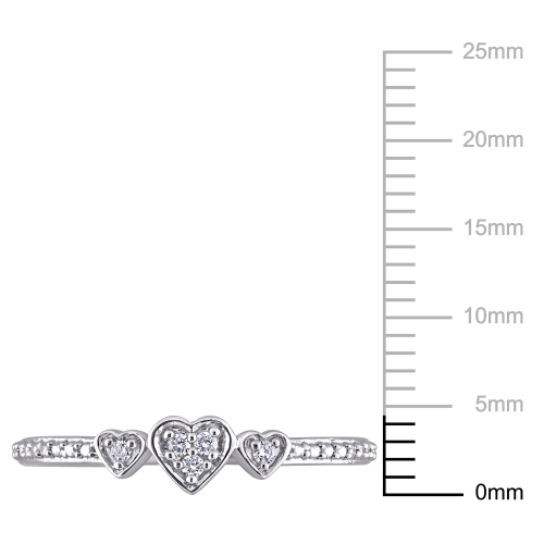 Amour Diamond Accent 3-Heart Eternity Ring Silver - Size 7