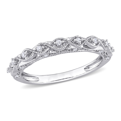 AMOUR  1/8 Ct Tw Diamond Vintage Anniversary Band - Size 7 In Silver