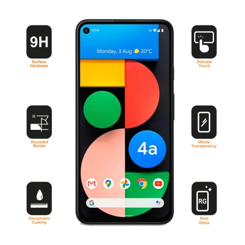 (Paquet de 2) Protecteur d’écran ACL en verre trempé noir pour Pixel 4a 5G de Google