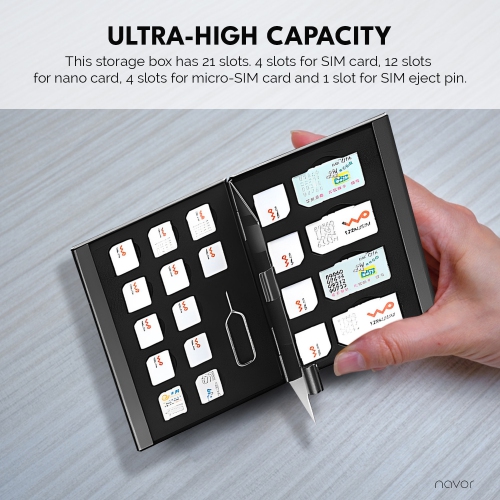 Boîtier de rangement pour carte SIM en aluminium 21-en-1 étui téléphone cartes SIM mémoire aiguille mémoire broches mémoire portable et lampe