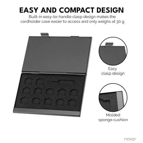 Boîtier de rangement pour carte SIM en aluminium 21-en-1 étui téléphone cartes SIM mémoire aiguille mémoire broches mémoire portable et lampe