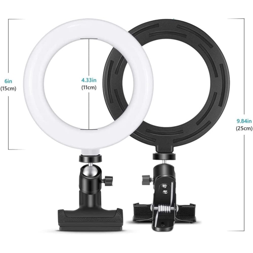 Trousse d'éclairage pour vidéoconférence, anneau lumineux à intensité réglable LED Lampe de conférence avec zoom pour travailler à distance/Diffusion