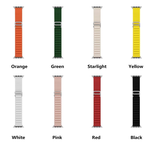 Silicone Alpine Style Replacement Band Strap for Apple Watch iWatch Series 1 to 10 SE Ultra, 42mm(Series 123) 44mm 45mm 46mm 49mm, Yello