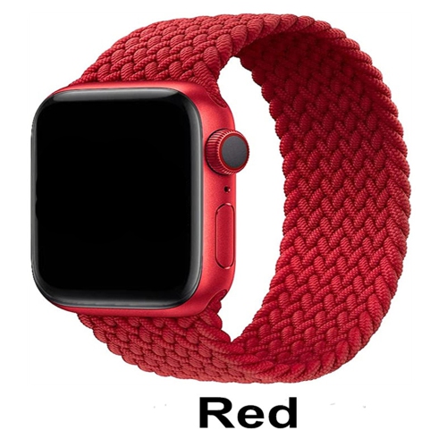Elastic Braided Solo Loop Replacement Band Strap for Apple Watch iWatch Series 1 to 10 SE Ultra, 42mm(Series 123) 44mm 45mm 46mm 49mm, Red