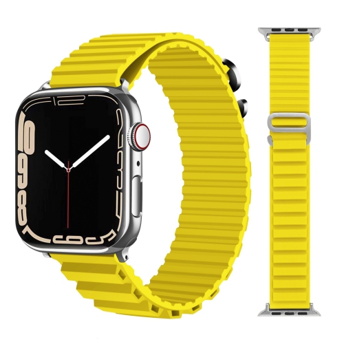 Silicone Alpine & Ocean Style Replacement Band Strap for Apple Watch iWatch Series 1 to 8 SE Ultra, 38mm 40mm 41mm, Yellow