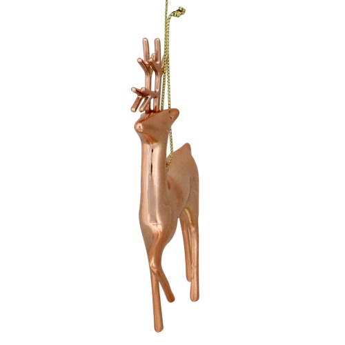 4.75" Shiny Rose Gold Reindeer Christmas Tree Ornament