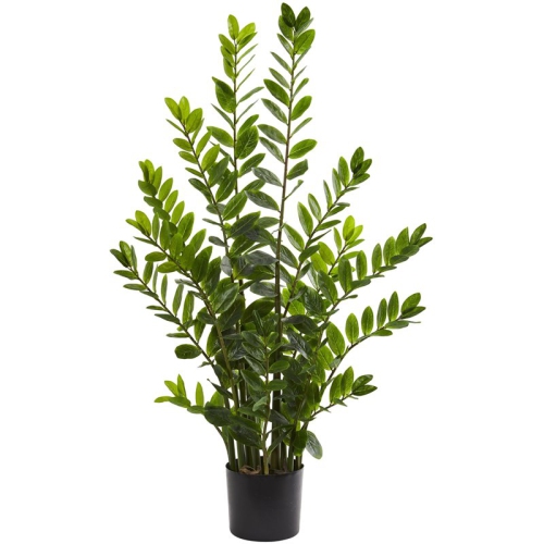 NEARLY NATURAL  48" Zamioculcas Artificial Plant In Green/black