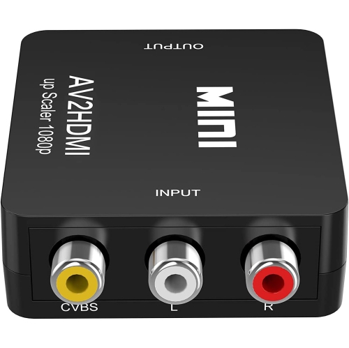 RCA to HDMI Converter Adapter, 1080P AV to HDMI RCA Composite CVBS Video Audio Converter Mini AV2HDMI Adapter Supporting PAL/NTSC for