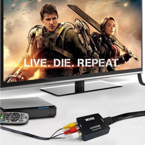 Adaptateur convertisseur RCA à HDMI, convertisseur audio vidéo composite  CVBS 1080p AV vers HDMI, adaptateur mini AV2HDMI prenant en charge PAL/NTSC pour  Xbox/PS2/Wii/SNES/N64/VHS/DVD