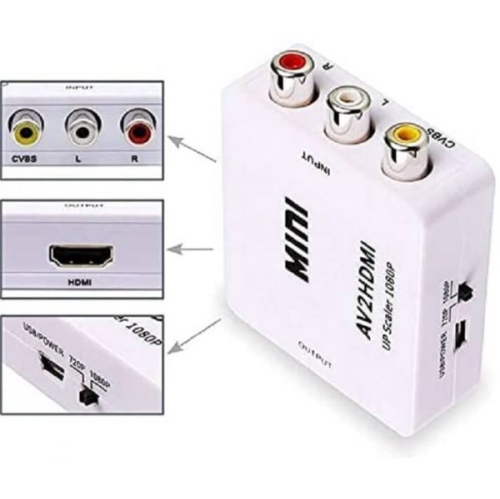 RCA to HDMI Converter, 1080P AV to HDMI RCA Composite CVBS Video Audio Converter Mini AV2HDMI Adapter Supporting PAL/NTSC for