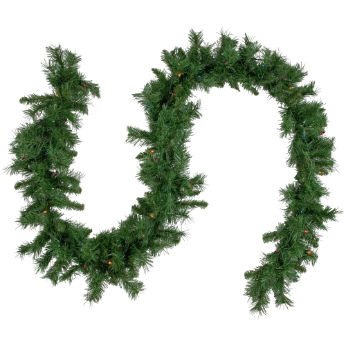 NORTHLIGHT  Pre-Lit Chatham Pine Artificial Christmas Garland - 9' X 10" - Multi-Color Lights