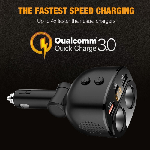 Chargeur USB-C pour l’auto, 2 prises pour allume-cigare, répartiteur 12 V, 80 W