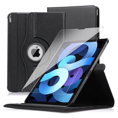 YELLOW-PRICE  for Ipad Air 4Th Gen 10.9" Rotatable Leather Stand Smart Case+HD Tempered Glass