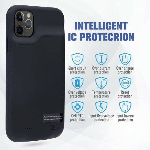 Couvercle de chargeur supplémentaire de 6000 mAh avec protecteur en verre trempé de 4x pour iPhone 12 Mini