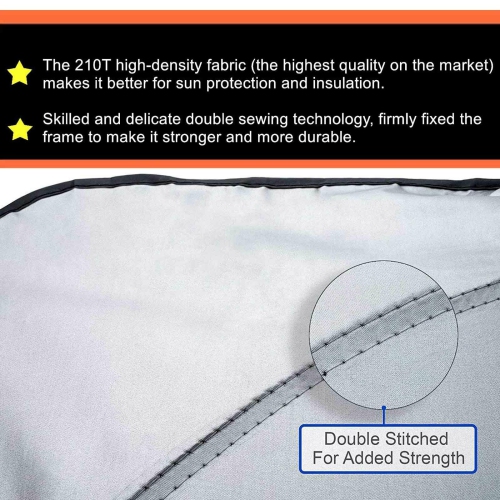 63"x35" Foldable 210T Windshield Sun Shade Provide Maximum UV and Sun Protection