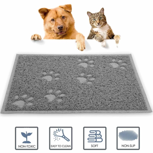 Tapis d’alimentation flexible et étanche pour animaux avec envers antidérapant pour chiens et chats CA