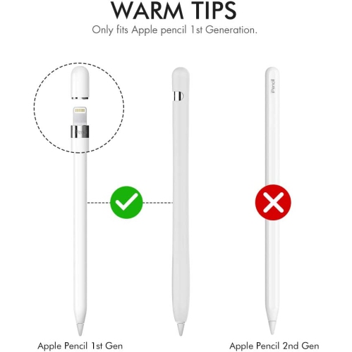 Silicone Case Sleeve Anti-Slip Protective Cover Skin [Added Cable Adapter Tether] Compatible with Apple Pencil