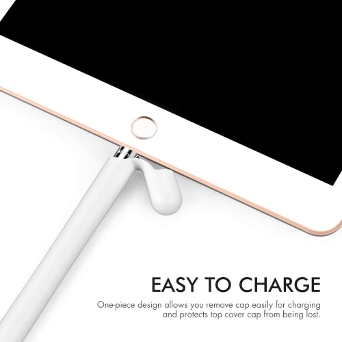 Silicone Case Sleeve Anti-Slip Protective Cover Skin [Added Cable Adapter Tether] Compatible with Apple Pencil