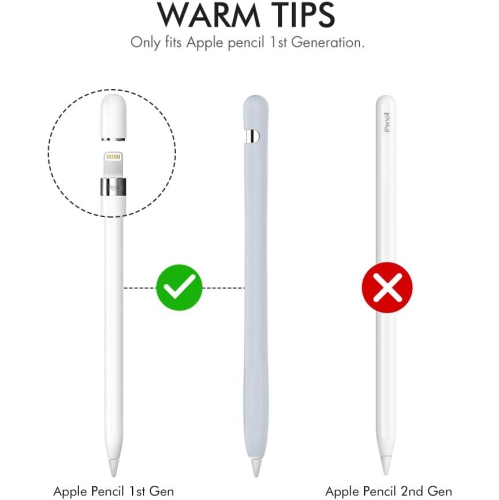 Silicone Case Sleeve Anti-Slip Protective Cover Skin [Added Cable Adapter Tether] Compatible with Apple Pencil