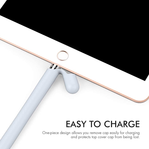 Silicone Case Sleeve Anti-Slip Protective Cover Skin [Added Cable Adapter Tether] Compatible with Apple Pencil