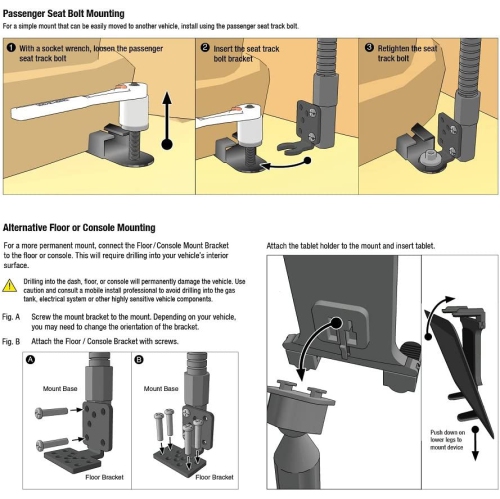 Mounts TAB-FSM Truck or Car Tablet Mount Holder for iPad and Samsung Galaxy Tablets Retail Black, Null