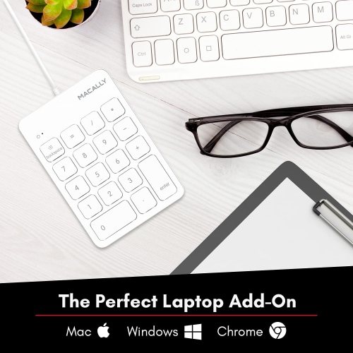 Wired USB Numeric Keypad Keyboard for Laptop, Apple Mac iMac MacBook Pro/Air, Windows PC, or Desktop Computer