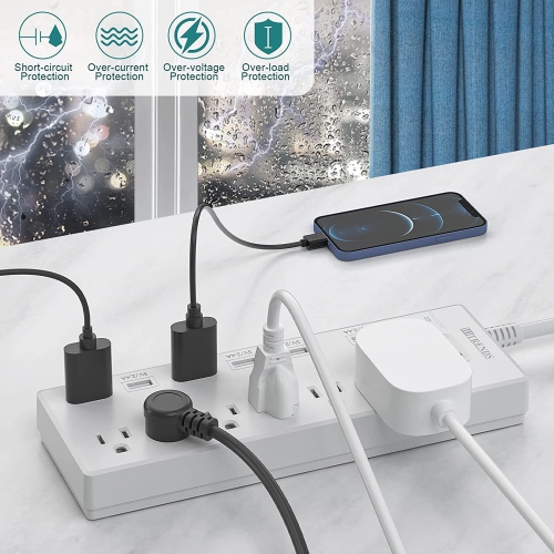 Power Bar, Power Strip Surge Protector 6 Outlets with 6 USB Charging Ports, 1625W/13A Multiplug for Multiple Devices