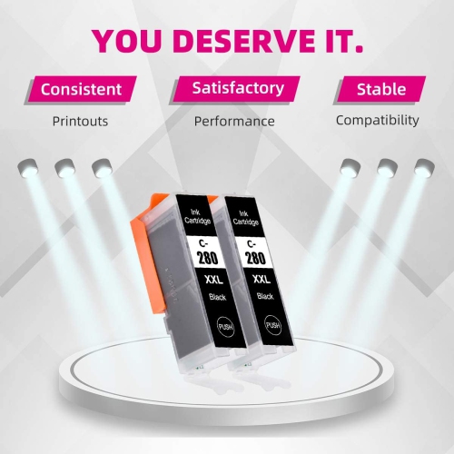 2 Pack Compatible with Canon PGI-280 PGBK PGI-280 XXL Black Ink Cartridges PGI 280 CLI 281 Ink Work for Canon