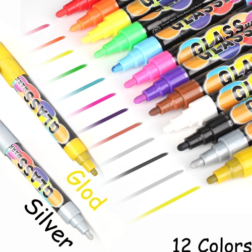 Erasable Liquid Chalk Markers - Reversible Tip - (Multicolored, 6mm)