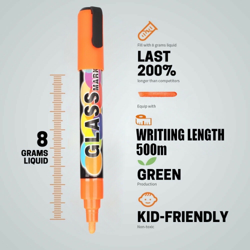 Erasable Liquid Chalk Markers - Reversible Tip - (Multicolored, 6mm)