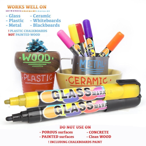 Erasable Liquid Chalk Markers - Reversible Tip - (Multicolored, 6mm)