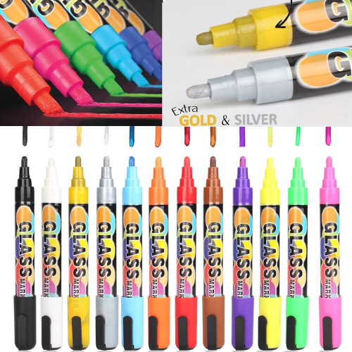 Erasable Liquid Chalk Markers - Reversible Tip - (Multicolored, 6mm)