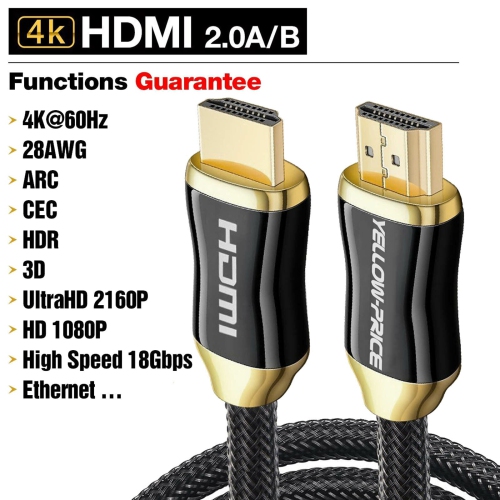 HDMI 2.0 Barided Cable Male to Male Ultra HD Cord 3ft 6ft 10ft 15ft
