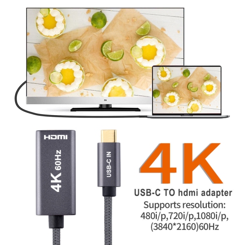 For MacBook Pro/iPad Pro 4K/60Hz USB C to HDMI 2.0 Female Adapter&HDMI 2.0 Cable