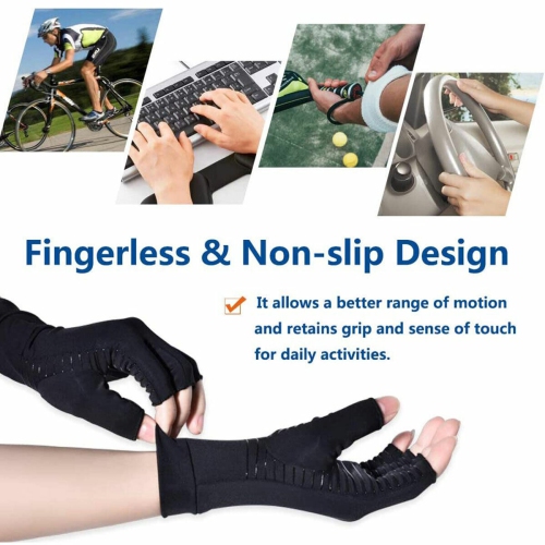  Copper Fit ICE Compression Gloves Infused with Menthol, Black,  Small/Medium : Health & Household