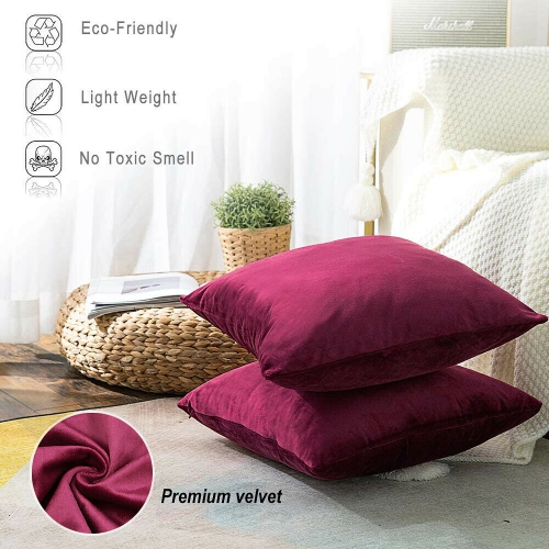 2x Modern Solid Color Square Velvet Soft Throw Pillow Case Covers, Skin-friendly
