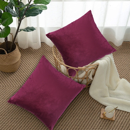 2x Modern Solid Color Square Velvet Soft Throw Pillow Case Covers, Skin-friendly