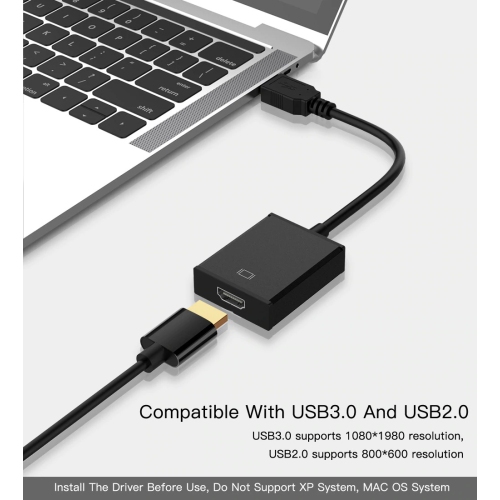USB 3.0 to HDMI Cable Adapter Multi-Display Video Converter, Windows 7 8 10, Desktop, Laptop, PC, Monitor, Projector HDTV [Not Support Linux,