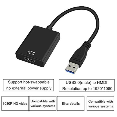 USB 3.0 to HDMI Cable Adapter Multi-Display Video Converter, Windows 7 8 10, Desktop, Laptop, PC, Monitor, Projector HDTV [Not Support Linux,