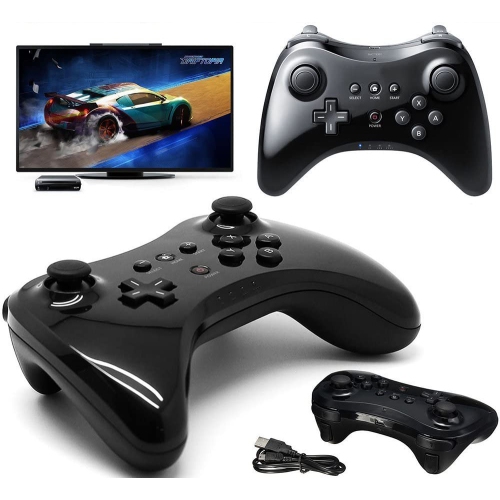 Manette de jeu sans fil Classic Pro manette Gamepad Joypad Remote pour Ntdo Wii U Pro, noir