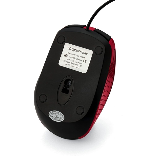 Mouse - Wired with USB Accessibility - Mac & PC Compatible - Red