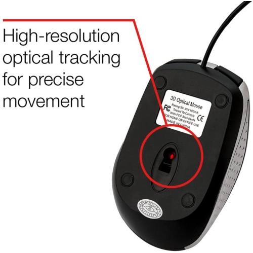 Mouse - Wired with USB Accessibility - Mac & PC Compatible - Silver