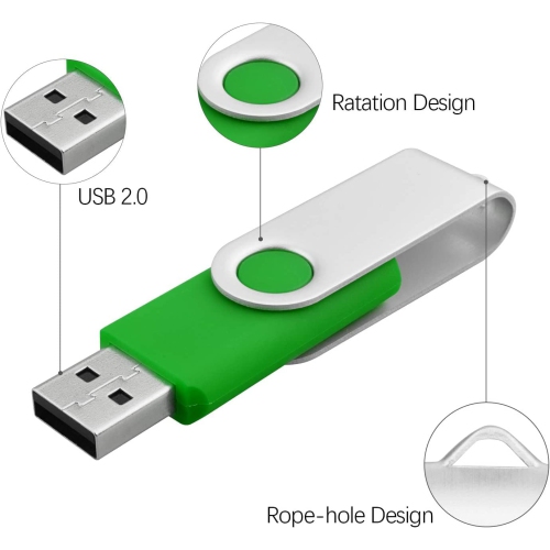 5pcs 32GB USB Flash Drive Memory Stick Fold Storage Thumb Stick Pen Drive U Disk Swivel Design (5 Mixed Colors: