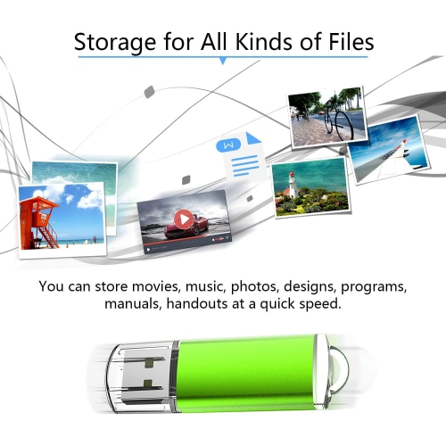 5 Pack 64GB USB Flash Drives Thumb Drives Memory Stick USB 2.0 JumpDrive(5 Colors: Black Blue Green Orange