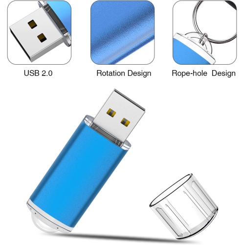 5 Pack 64GB USB Flash Drives Thumb Drives Memory Stick USB 2.0 JumpDrive(5 Colors: Black Blue Green Orange