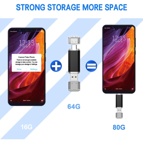 64GB USB Flash Drive, Type C Dual Flash Disk(USB-A 3.0/USB-C 3.0), High Speed Thumb Drive USB Pen Stick for USB C