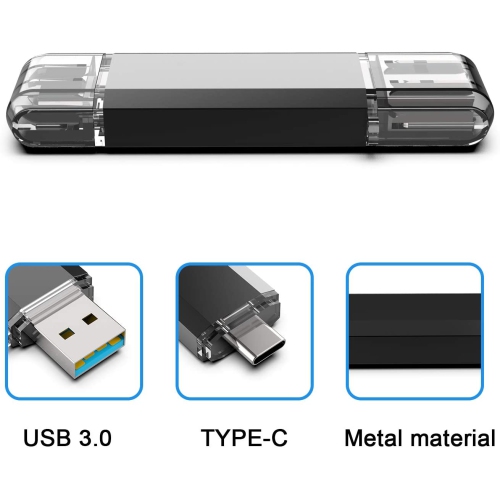128GB USB Flash Drive, Type C Dual Flash Disk(USB-A 3.0/USB-C 3.0), High Speed Thumb Drive USB Pen Stick for USB C